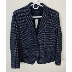 NEW Women Ann Taylor polka dot birdseye 1-button blazer sport coat jacket, 6